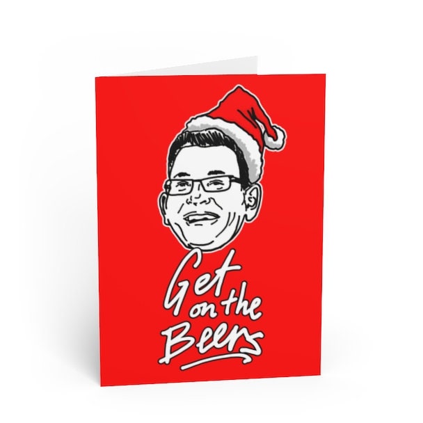 Funny Australian Greeting Card - "Get on the Beers" Greeting card for Melbourne locals and Aussies - Folded Australian Greeting Cards