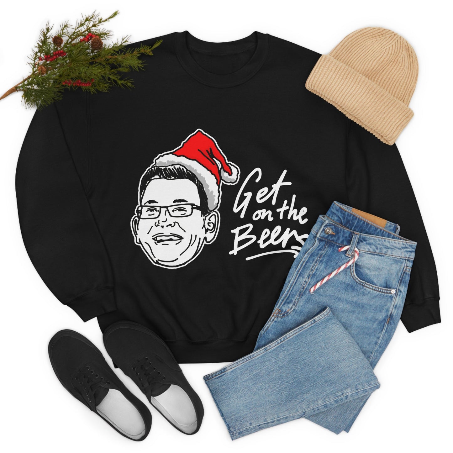 Christmas Get on the Beers Sweatshirt, Melbourne Lockdown Tee, Get on the Beers Meme based Funny Victorian Beer Sweatshirt for Melburnians