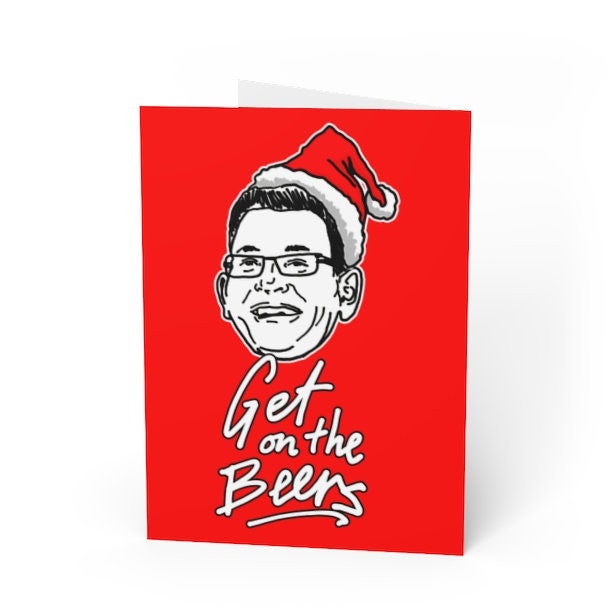 Funny Australian Greeting Card - "Get on the Beers" Greeting card for Melbourne locals and Aussies - Folded Australian Greeting Cards