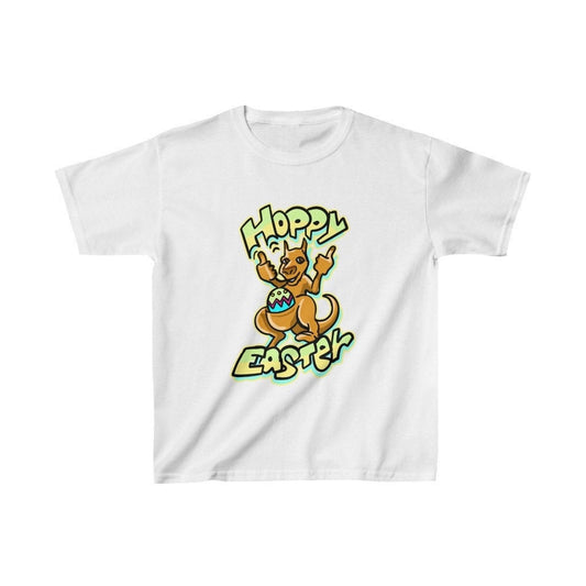 Australian Easter Kids Shirt - Aussie Easter Kids Shirt with Kangaroo holding Easter Egg - Funny Hoppy Easter Quote